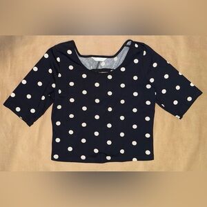 Polka Dot Women's Crop Top With Ruched Circle Back Cutout